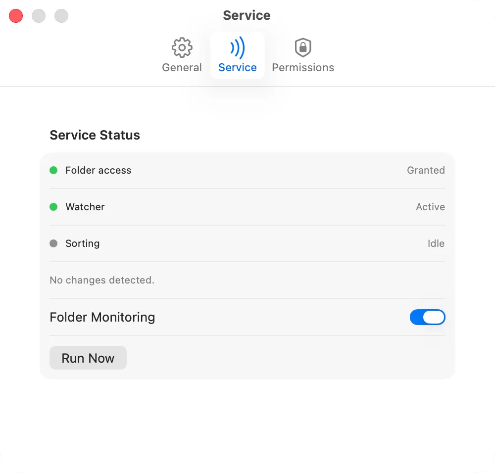 Sorta settings screenshot